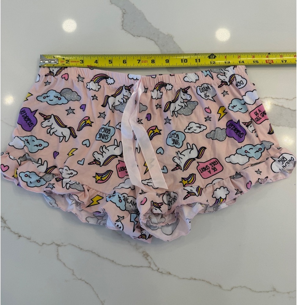 Fashion Nova Miss Unicorn PJ Short Set Blush Pink Rainbow Womens Medium - Picture 7 of 7